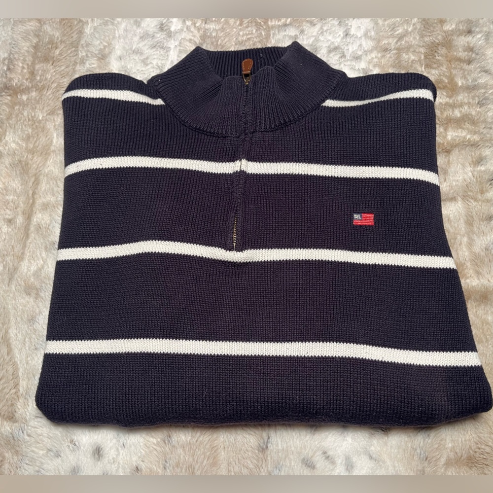 XXL Polo Jeans Co. Full Zip Striped Sweater